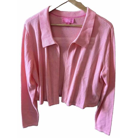 Isaac Mizrahi Live! Always Collared Cardigan Women's Top Sweater Large Pink - Picture 4 of 12